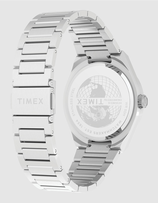 TIMEX - Q Timex® Continental Day and Date 39mm Stainless Steel Bracelet Watch