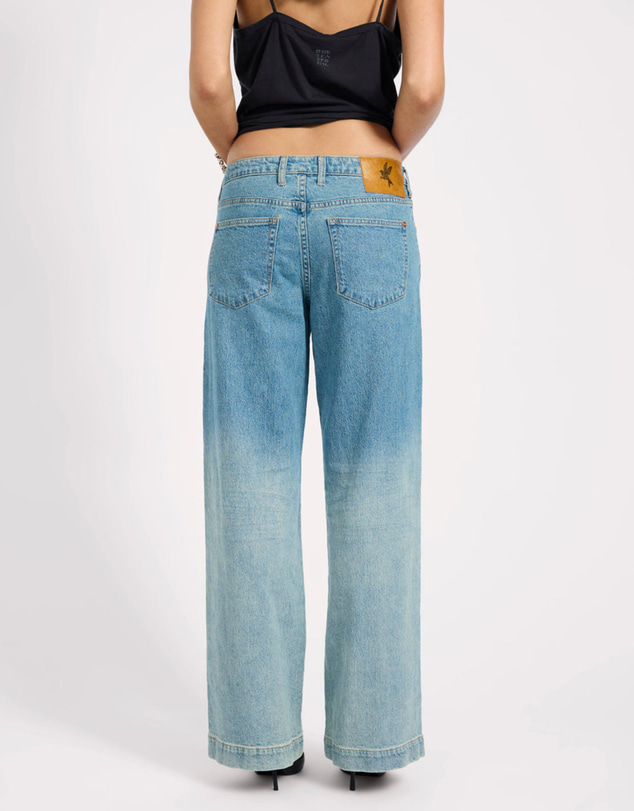 ONE TEASPOON - Low Riders Low Waist Wide Leg Denim Jeans - Texas Blue
