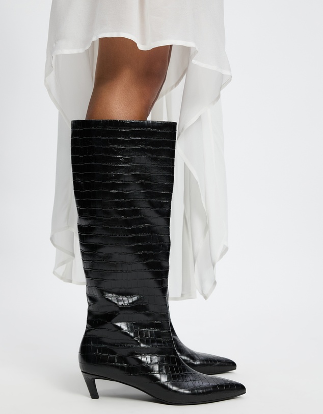 AERE - Nara Knee High Heeled Leather Boots