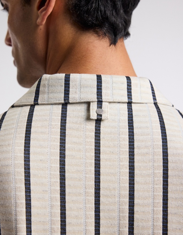 Calibre - Loose Fit Stripe Cuban Collar Polo Sand