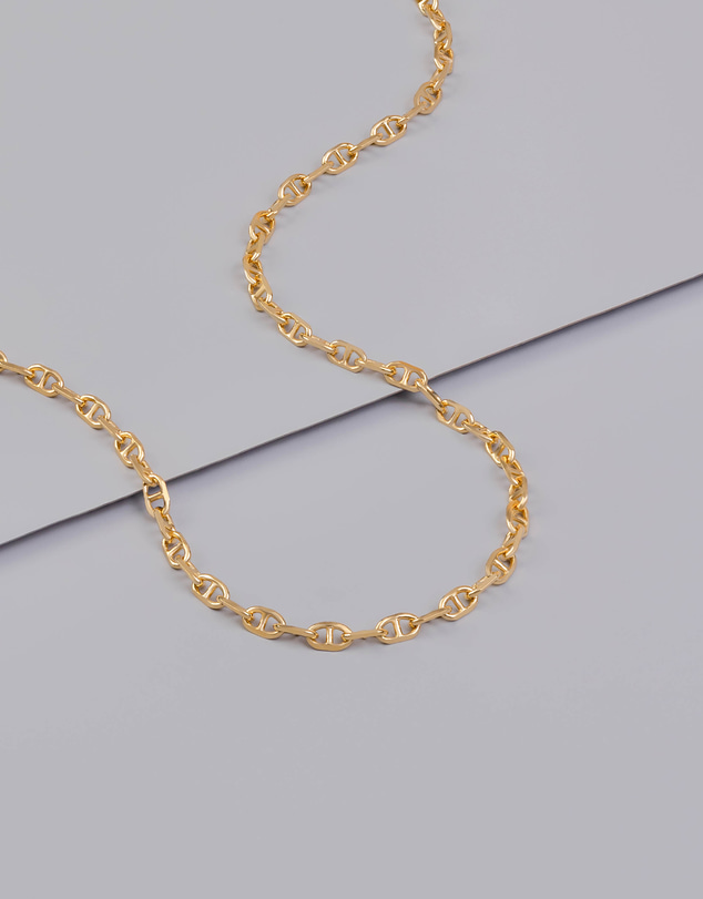 Wanderlust + Co - Petite Link Anchor 14K Gold Vermeil Necklace