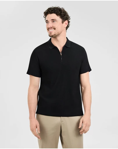 Tarocash - Javier Textured Zip Polo