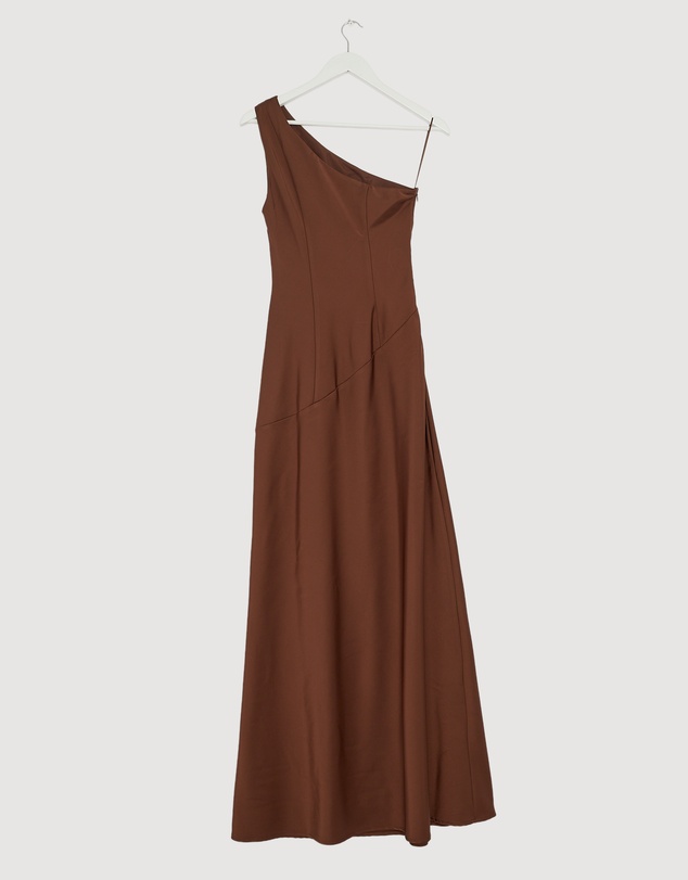 Revibe - Repaired CHANCERY Hallie Satin One Shoulder Drape Maxi Dress - AU 8