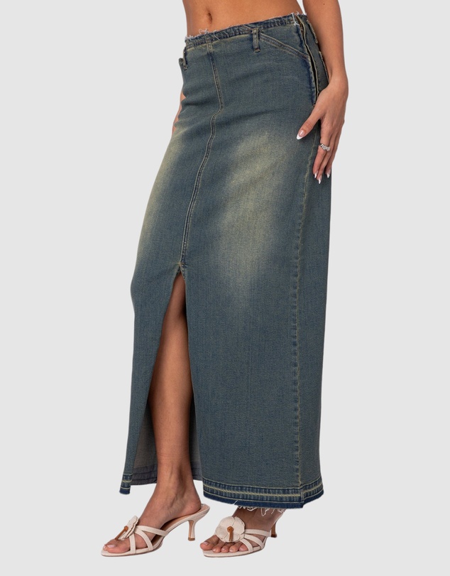 EDIKTED - Lexy Washed Denim Maxi Skirt