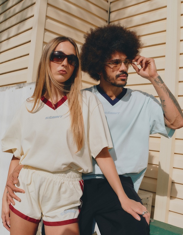SSAINT - Reflective V Neck Tee Butter