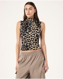 P.E Nation - Leopard Routine Quarter Zip Tank
