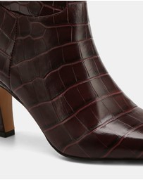 Wittner - Louella Croc Embossed Leather Knee High Boots