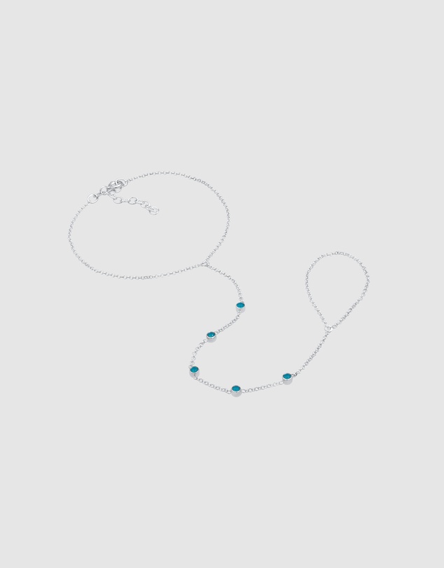 Elli Jewelry - Blue Crystal Hand Chain in 925 Silver