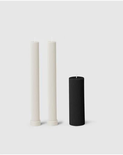 Black Blaze - Column Pillar Candle Combo