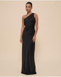 CHANCERY - Hallie Satin One Shoulder Drape Maxi Dress