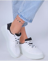 Elli Jewelry - Anklet Yin Yang with Glass Beads in 925 Sterling Silver