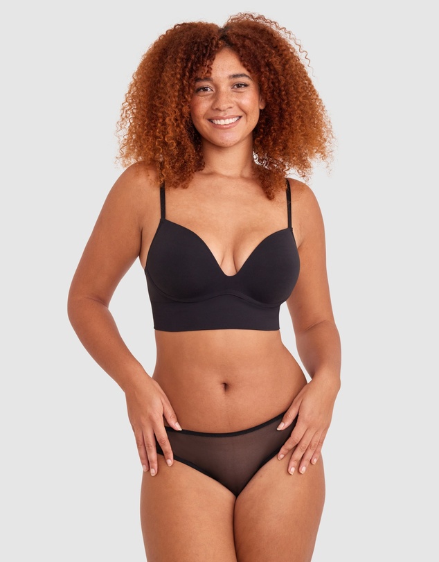 Bras N Things - Base Layers Long Line Push Up Bra - Black
