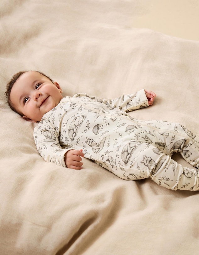 Wilson & Frenchy - Foxglove Forest Organic Zipsuit With Feet - Babies