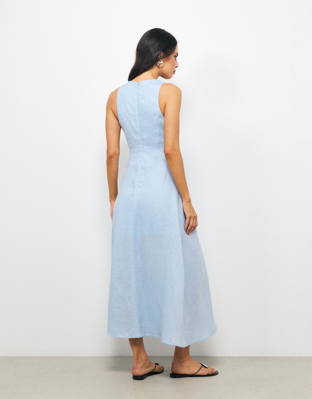 AERE - Adel Lace Insert Linen Midi Dress