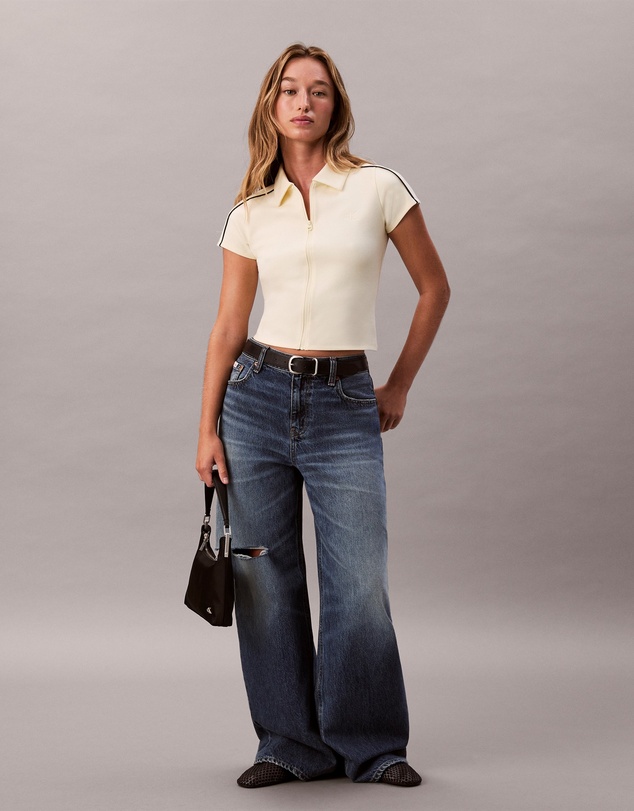 Calvin Klein Jeans - Tech Knit Cropped Polo Shirt