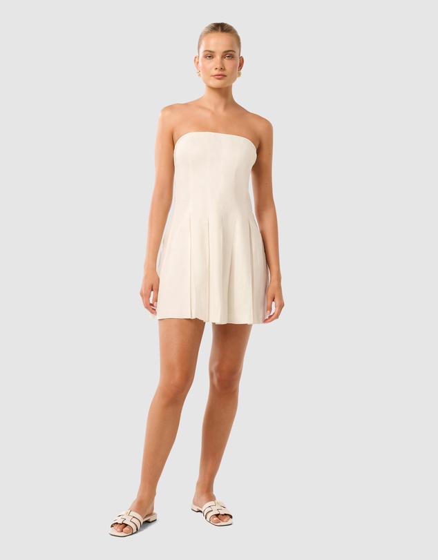 Forever New - Susie Strapless Pleated Linen Mini Dress