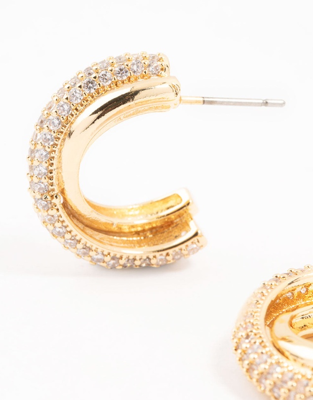Lovisa - Mixed Metals Cubic Zirconia Cross Hoop Earrings