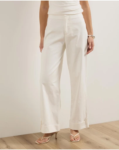 Atmos&Here - Pia Cotton Cuff Hem Detail Pants