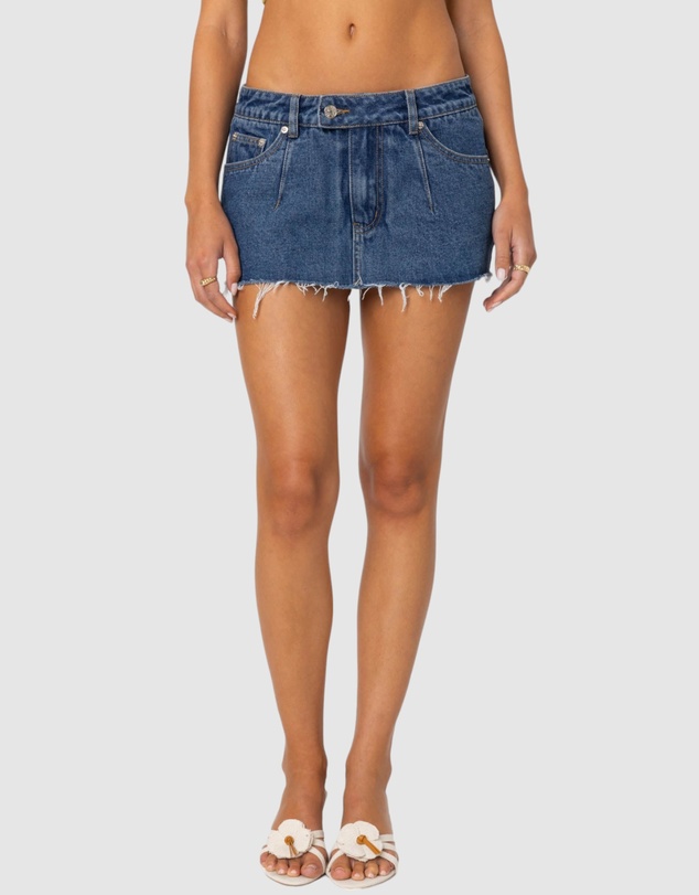 EDIKTED - Clementine Low Rise Denim Micro Skort