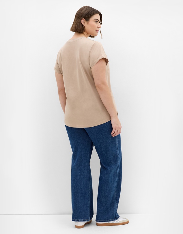 City Chic - Plus size Davina Cotton Tee - stone