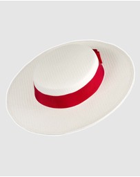 Max Alexander - White and Red Boater Hat