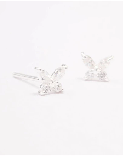 Lovisa - Sterling Silver Cubic Zirconia Butterfly Stud Earrings