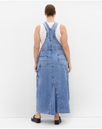 City Chic - Plus size Pinafore Denim Maxi Dress - light wash
