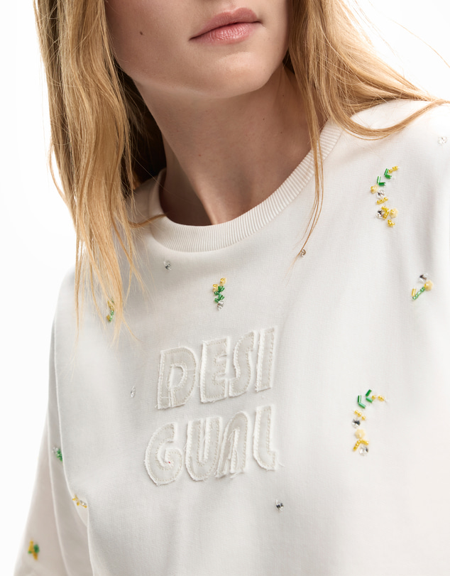 Desigual - T-shirt with logo appliqués