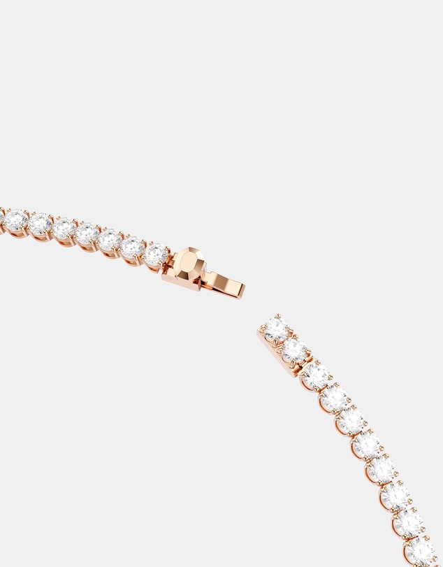 Swarovski - Matrix Tennis Necklace, Round Cut, White, 18K Rose Gold Finish