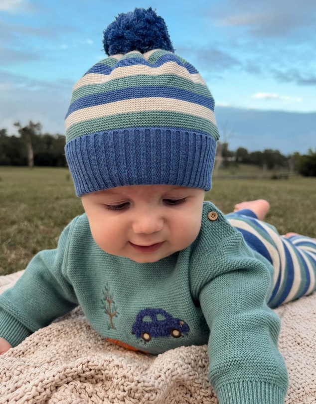 Purebaby - Striped Beanie -Kids-Babies