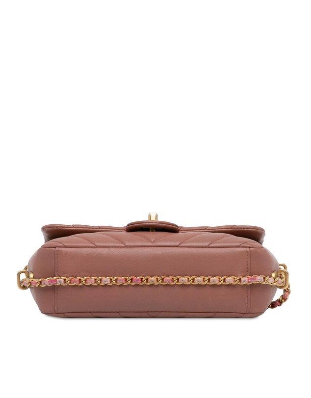 Chanel - Pre-Loved Mini Rectangular Chevron Lambskin Chain Around Flap