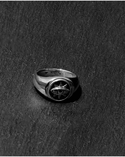 Kuzzoi - ICONIC EXCLUSIVE - Ring Men Evil Eye in 925 Sterling Silver Oxidized