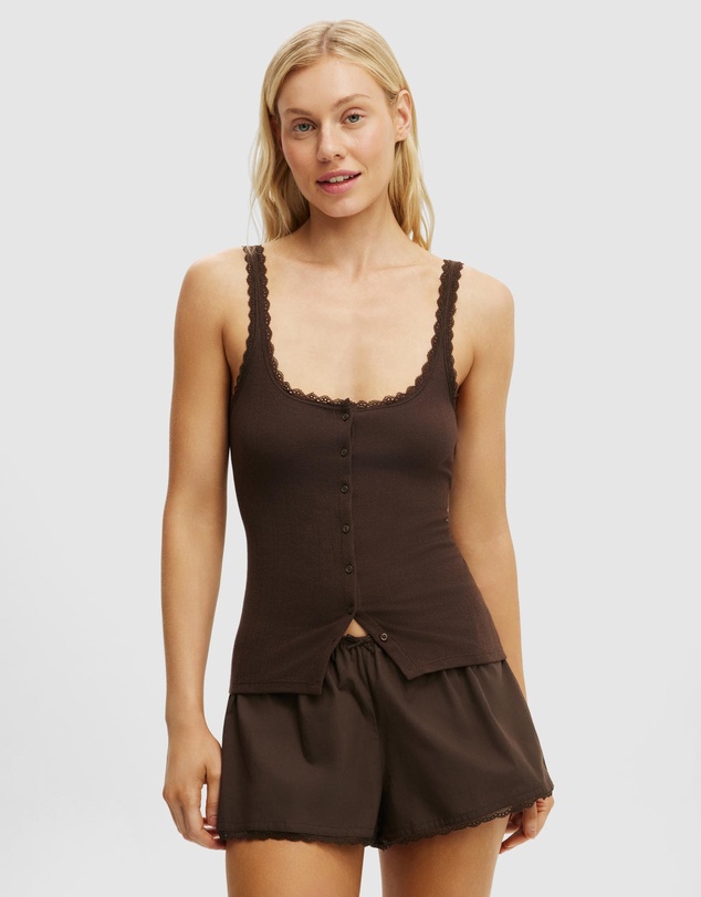 Cotton On Body - Dreamy Soft Pointelle Button Up Cami