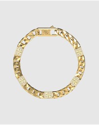 GUESS - Gold-Tone 4G Curb Chain Pave Bracelet