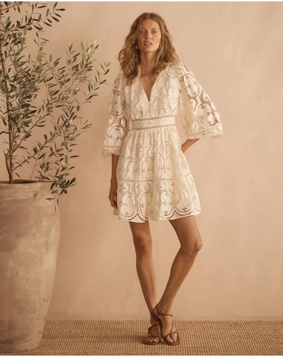 AUR OCEA - Lace Mini Blousson Dress