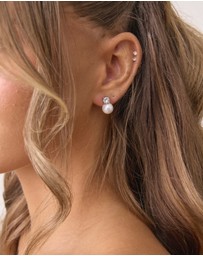 The White Collection - Anne - Classic Silver Pearl Bridal Earrings