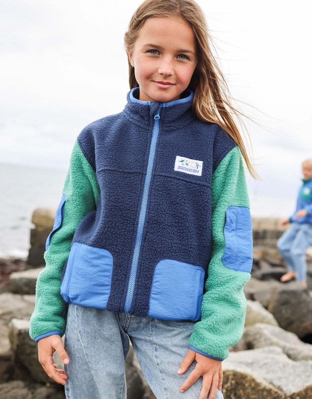 Skwosh - Skwosh Kids Polar Fleece Utility Jacket in Green/Blue