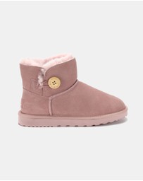 AusWooli Ugg Boots - Cabarita Sheepskin Chic Short Button Boots