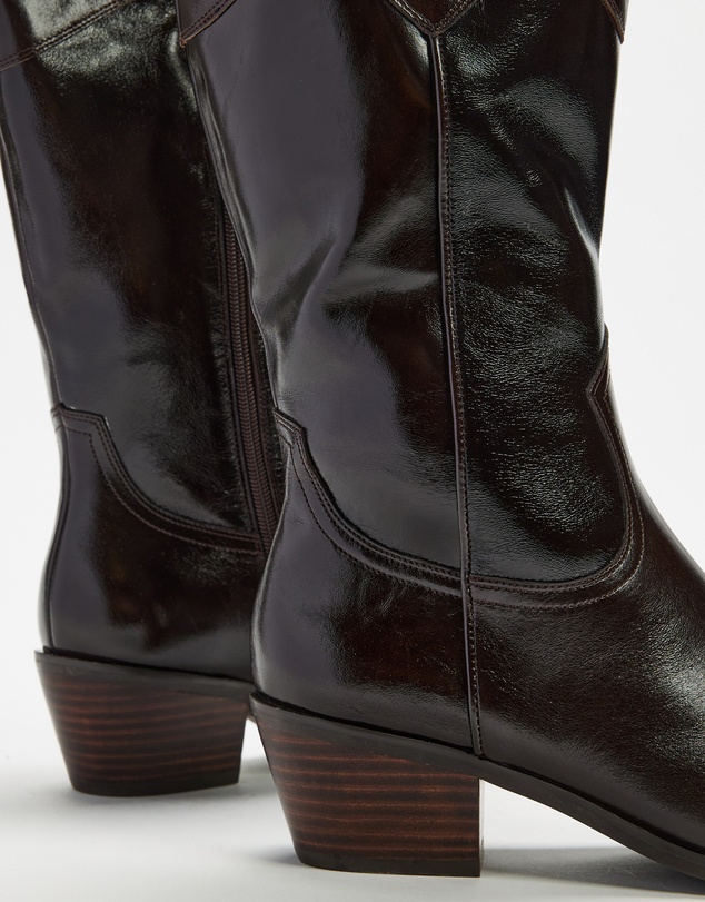 AERE - Rozalia Leather Cowboy Ankle Boots