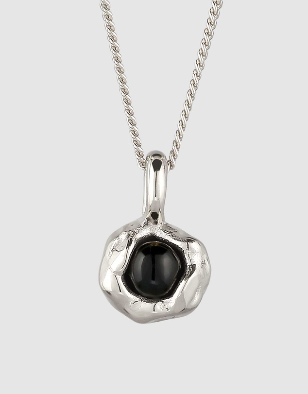 Elli Jewelry - Melted Onyx Pendant Necklace in 925 Sterling Silver