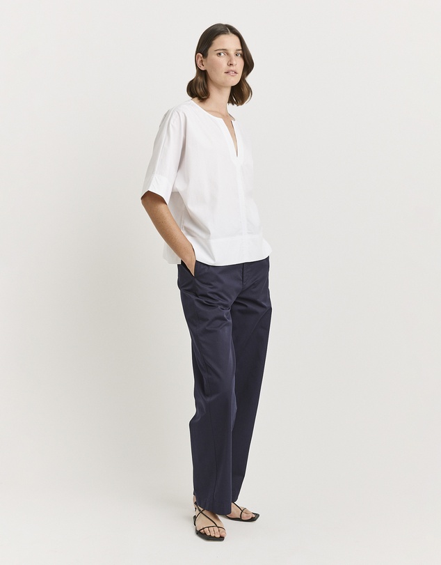Toorallie - Poplin Split Neck Top
