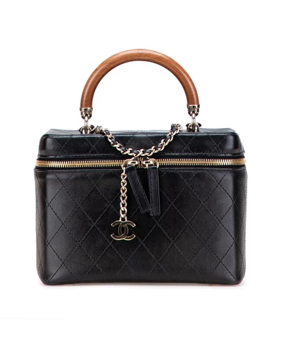 Pre-Loved by Azura Reborn - Pre-Loved Large Quilted Lambskin Knock On Wood Vanity Case