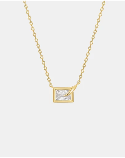 Ania Haie - Gold Sparkling Bezel-Set Cube Necklace