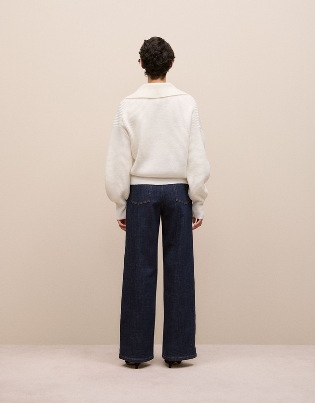 Trenery - Merino Open Collar Knit in Marshmallow