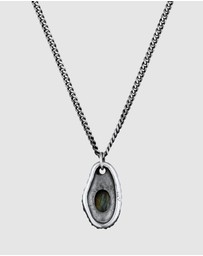 Kuzzoi - ICONIC EXCLUSIVE - Necklace Men Labradorite Pendant in 925 Sterling Silver