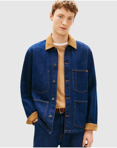 Tommy Hilfiger - Corduroy Collar Denim Chore Jacket
