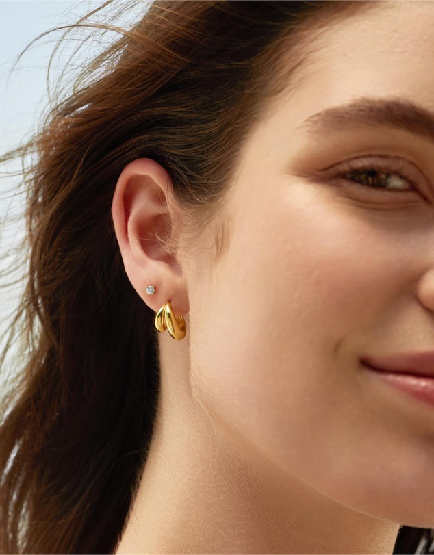 Ania Haie - Ania Haie Gold Dome Huggie Hoop Earrings