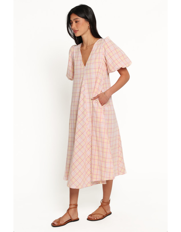 Petal & Pup - Patton Midi Dress - Butter Yellow Gingham
