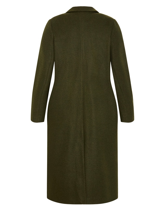 City Chic - Plus size Naomi Longline Coat - hunter green