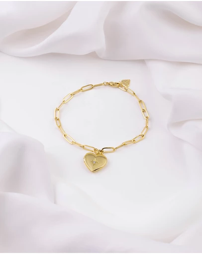 Wanderlust + Co - Heart Gold Locket Bracelet